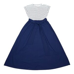 NEW J Crew Maxi Nautical Dress Tie Waist XS Striped Navy Nautical Coastal Preppy